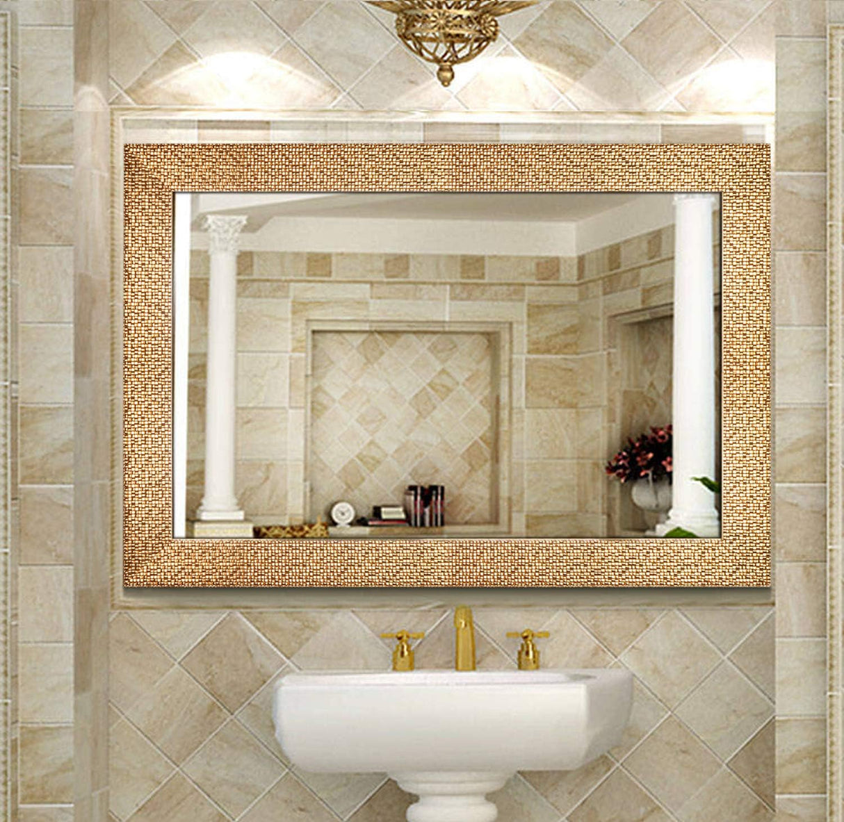 Cassandra Rose Gold Mosaic Mirror