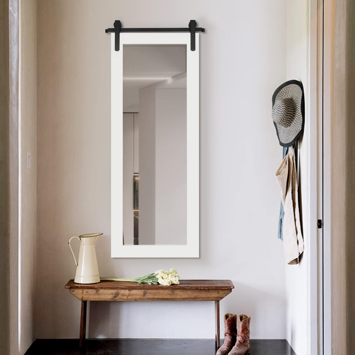 Jones Modern Barn Door Wall Mirror