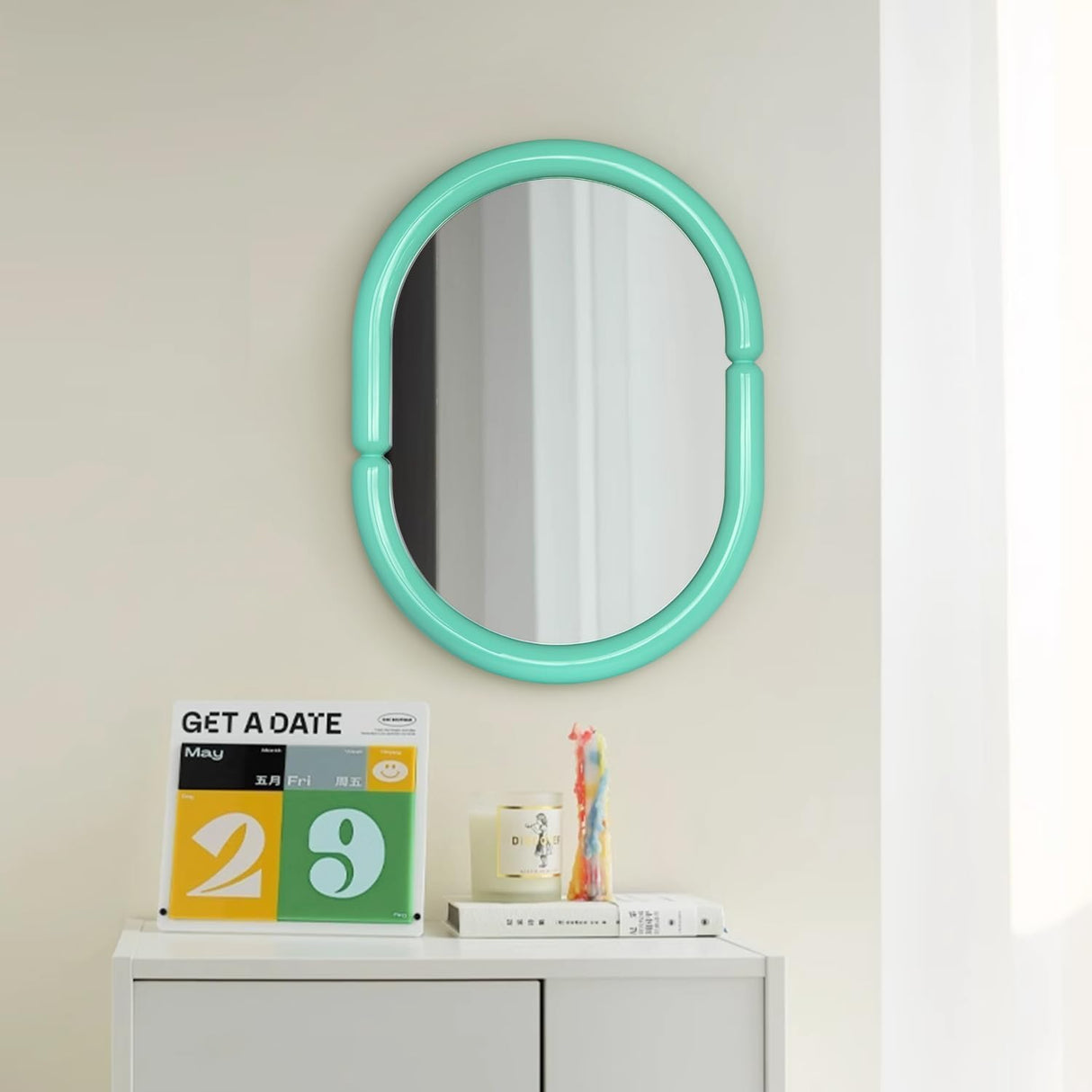 Alice Pop Color Bagel Wood Framed Mirror