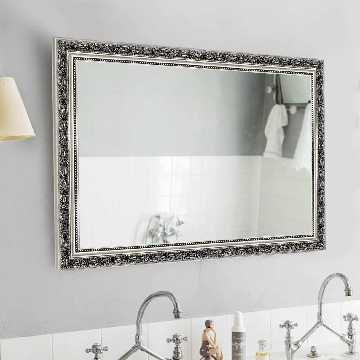 Evelyn Vintage Silver Leaf Frame Mirror