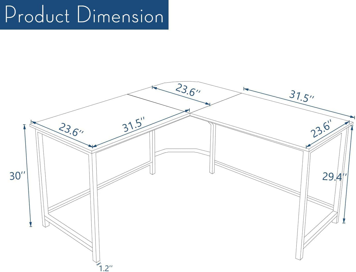 Hans and Alice  55 inch  L-Shaped Desk